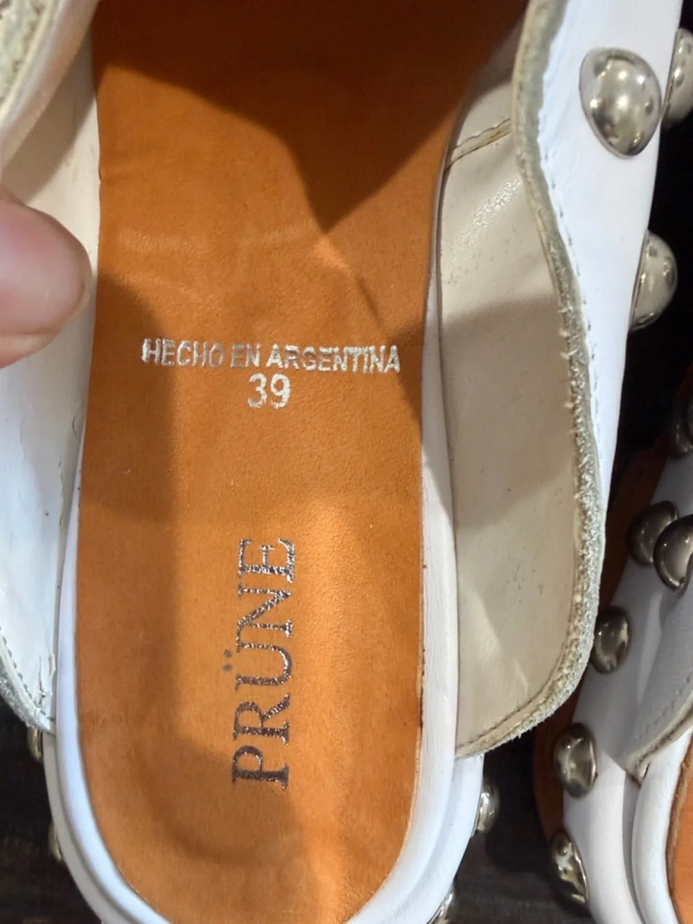 PRÜNE White Studded Slip-On Mules size 39 - Picture 8 of 16